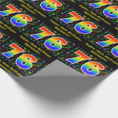 76誕生日:カラフルMusic Symbols, Rainbow 76 ラッピングペーパー (角)