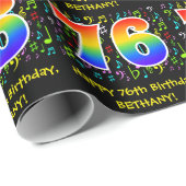 76誕生日:カラフルMusic Symbols, Rainbow 76 ラッピングペーパー (ロールコーナー)