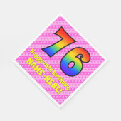 76誕生日：ピンクストライプのハート、レインボー# 76 スタンダードランチョンナプキン (角)