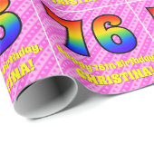 76誕生日:ピンクストライプのハート、レインボー# 76 ラッピングペーパー (ロールコーナー)