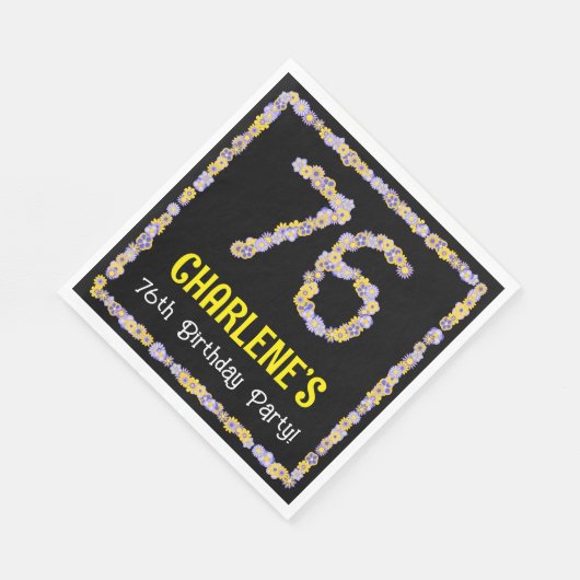 76誕生日:フローラ花数名前をカスタムする スタンダードランチョンナプキン (角)