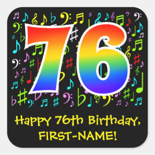 76誕生日:ミュージカラフルックシンボル，レインボー76 スクエアシール