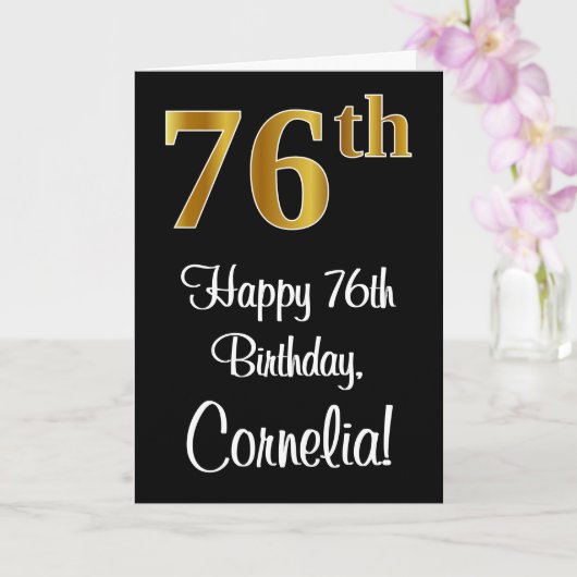 76誕生日~ラグジュアリーエレガントなフェイク金ゴールドルック# カード (蘭)