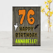 76誕生日:不気味ハロウィーンテーマ、名前をカスタムする カード (黄色い花)