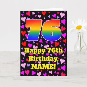 76誕生日:愛するハートパターン、虹# 76 カード