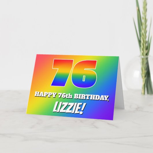 76誕生日:数々の色レインボーパターン# 76 カード (正面)