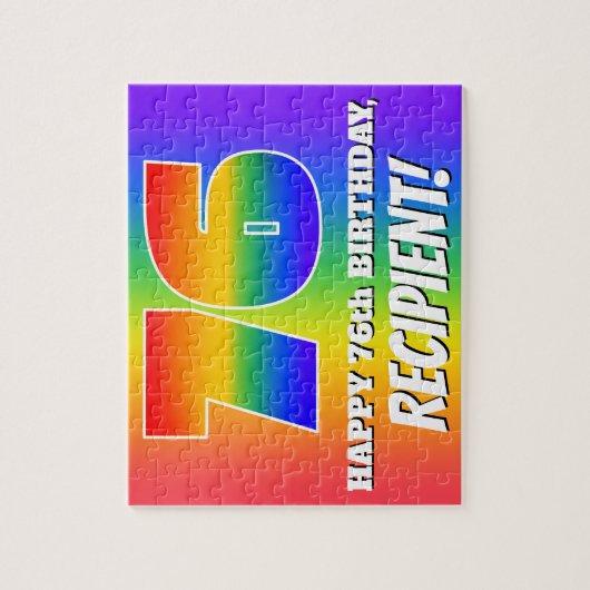 76誕生日— 数々の – 色のレインボーパターン「76」 ジグソーパズル (縦)