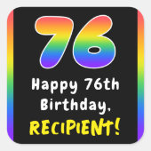 76誕生日: Rainbow Spectrum # 76,名前をカスタムする スクエアシール (正面)