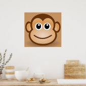 76 – フリー – かわいい – 漫画 – モンキークリップアート – イラストレーション ポスター (キッチン)