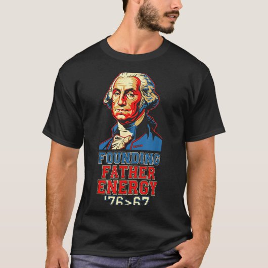76 67 ジョージ・ワシントン 開拓者 歴史 楽しい Tシャツ (正面)