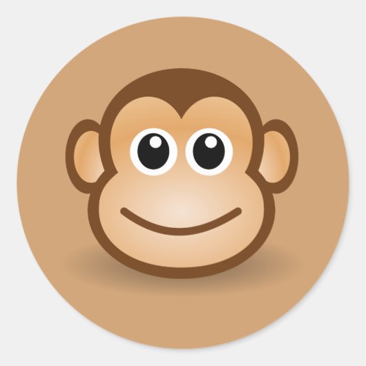 76-Free-Cute-Cartoon-Monkey-Clip art-イラストレーションC ラウンドシール (正面)
