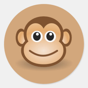 76-Free-Cute-Cartoon-Monkey-Clip art-イラストレーションC ラウンドシール