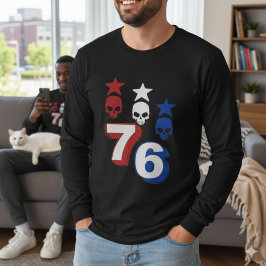 ​76 Patriotic American Skulls Vintage 1776 Tee Tシャツ
