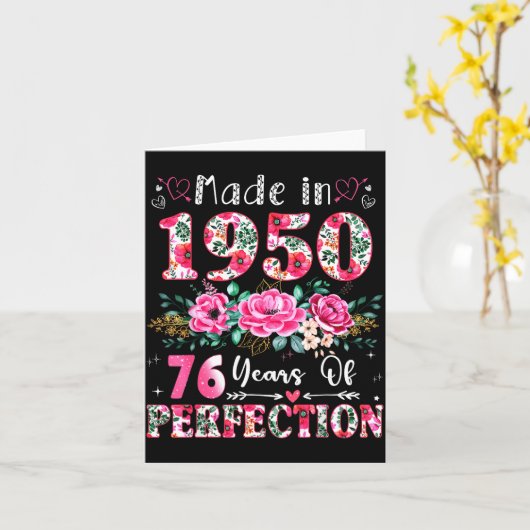 76 Year Old Made In 1950 Floral 76th Birthday Wome カード (黄色い花)