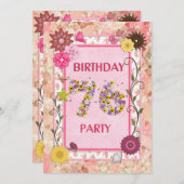 76th誕生日パーティーへの招待とフローラ枠 招待状 (正面/裏面)