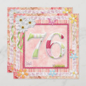 76th誕生日パーティースクラップブック作りスタイル 招待状 (正面/裏面)