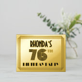 76th誕生日パーティー~アールデコスタイル"76" +名前 箔招待状ポストカード (立ち正面)