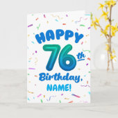 76th Birthday, Balloon Number, Customizable Name カード (黄色い花)