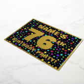76th Birthday Party —おもしろい、スターカラフルズ・パターン 箔招待状 (回転した状態)