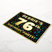 76th Birthday Party —おもしろい、音楽カラフル記号 箔招待状 (回転した状態)