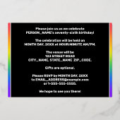 76th Birthday Party —おもしろい、音楽カラフル記号 箔招待状 (裏面)