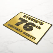 76th Birthday Party — はっきりしたWood Grainフェイク文字 箔招待状 (回転した状態)