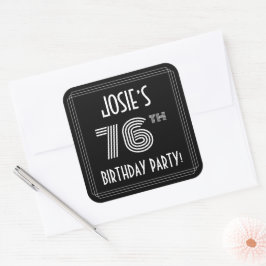 76th Birthday Party:アールデコスタイルと名前をカスタムする スクエアシール
