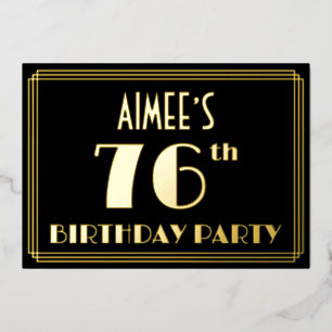 76th Birthday Party:アールデコルック"76"、名前 箔招待状