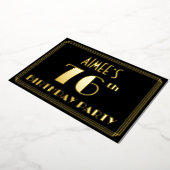 76th Birthday Party:アールデコルック"76"、名前 箔招待状 (回転した状態)