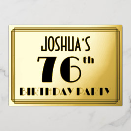 76th Birthday Party —アールデコ検索「76」 +名前 箔招待状