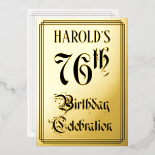 76th Birthday Party – スクリプエレガントト+名前をカスタムする 箔招待状
