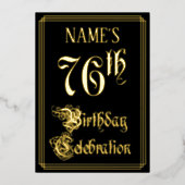 76th Birthday Party – スクリプファンシートと名前をカスタムする 箔招待状 (正面)