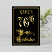 76th Birthday Party – スクリプファンシートと名前をカスタムする 箔招待状 (立ち正面)