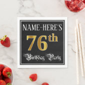 76th Birthday Party – スクリプファンシート、フェイク金ゴールド・ルック スタンダードランチョンナプキン (インサイチュ)