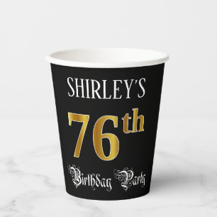 76th Birthday Party – スクリプファンシート、フェイク金ゴールド・ルック 紙コップ