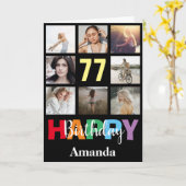 77ハッピーバースデーフォトコラージュブモダンラック カード (黄色い花)