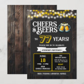 77年お庭のBBQ誕生日会 乾杯&ビールでお祝い 招待状 (正面/裏面)