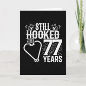 77年結婚した魚釣り77おもしろい周年 カード (正面)