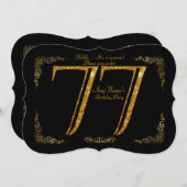77日，誕生会77日，ギャツビー，ブラック&素晴らし金ゴールド 招待状 (正面/裏面)