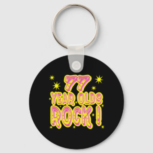 77歳のオールドロック！（ピンク）キーチェーン キーホルダー