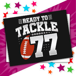 77歳のタックルフットボールパーティ 77歳の誕生日 ポストカード