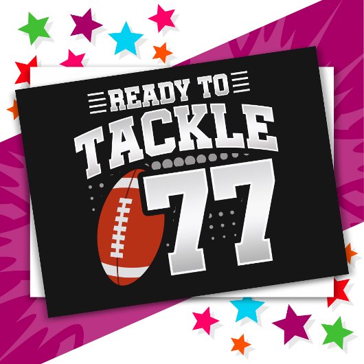 77歳のタックルフットボールパーティ 77歳の誕生日 ポストカード