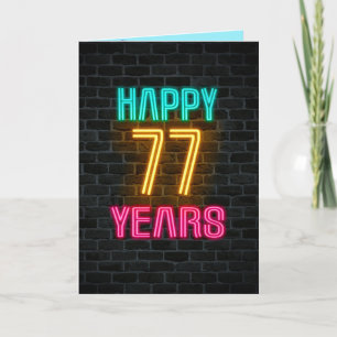 77歳の誕生日にネオンのサインが入る カード
