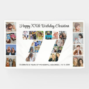 77歳の誕生日パーティーナンバー77フォトコラージュ 横断幕