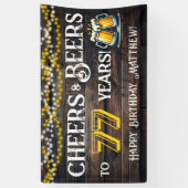 77歳の誕生日パーティーバナーを祝して乾杯とビール 横断幕 (縦)