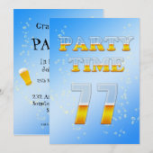 77歳の誕生日パーティー招待状にビール 招待状 (正面/裏面)