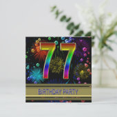 77歳の誕生日パーティー招待状 バブル付き 招待状 (スタンド正面)