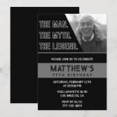 77歳の誕生日招待状ブラックザマンザレジェンド 招待状 (正面/裏面)