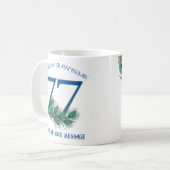 77歳の誕生日・記念日を祝う孔雀の羽 コーヒーマグカップ (正面左)
