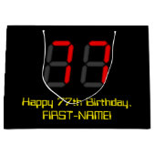 77歳の誕生日:赤い電卓風デザインの「77」+名前 ラージペーパーバッグ (正面)
